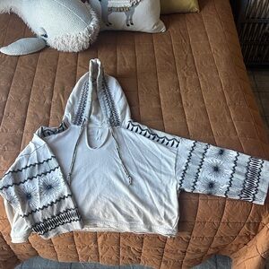 White and Black Patterned Anthropologie Hoodie